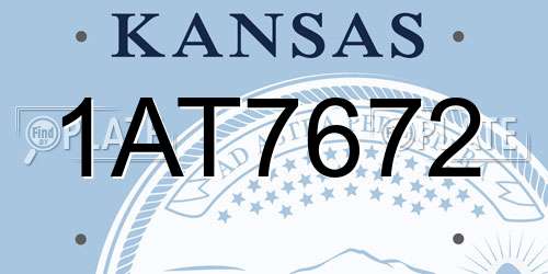 1AT7672 Kansas License Plate