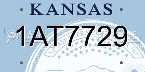 1AT7729 Kansas License Plate