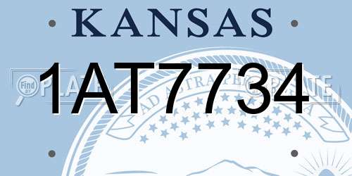 1AT7734 Kansas License Plate