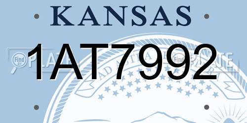 1AT7992 Kansas License Plate