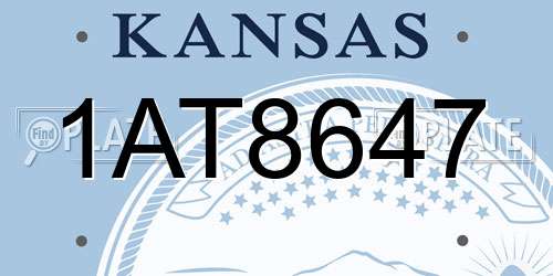 1AT8647 Kansas License Plate