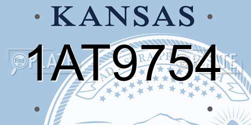 1AT9754 Kansas License Plate