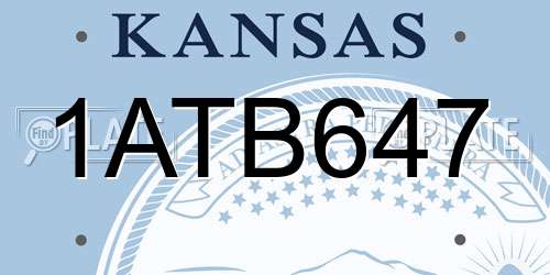 1ATB647 Kansas License Plate