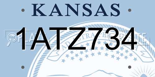 1ATZ734 Kansas License Plate