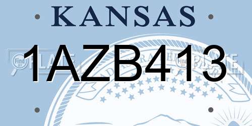 1AZB413 Kansas License Plate