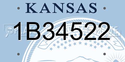 1B34522 Kansas License Plate