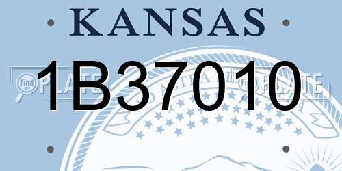 1B37010 Kansas License Plate