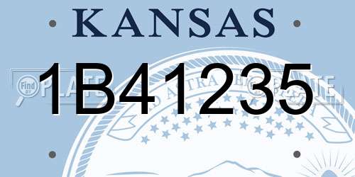 1B41235 Kansas License Plate