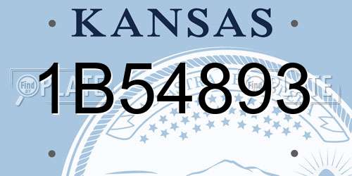 1B54893 Kansas License Plate