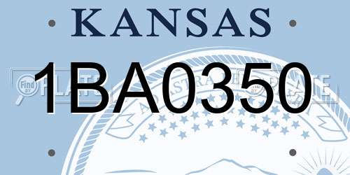 1BA0350 Kansas License Plate