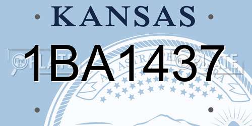 1BA1437 Kansas License Plate
