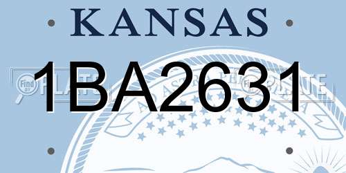 1BA2631 Kansas License Plate