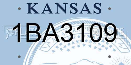 1BA3109 Kansas License Plate