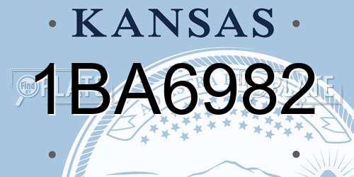 1BA6982 Kansas License Plate