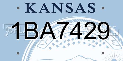 1BA7429 Kansas License Plate