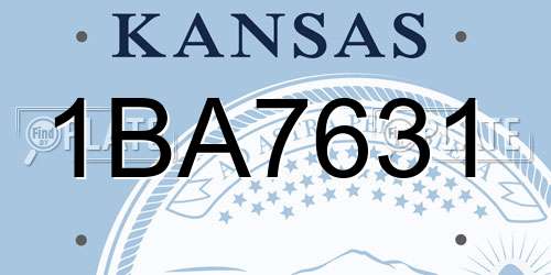 1BA7631 Kansas License Plate