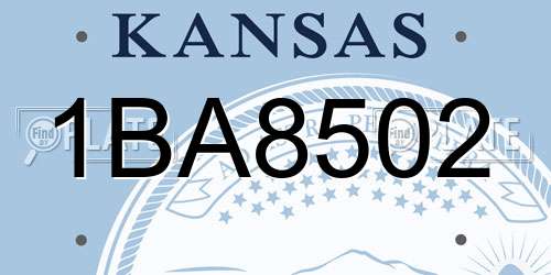 1BA8502 Kansas License Plate