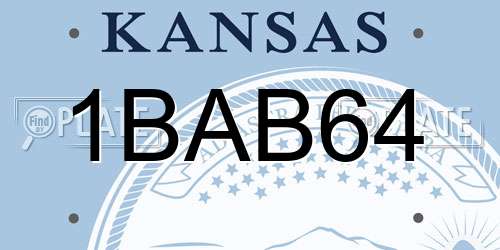 1BAB64 Kansas License Plate