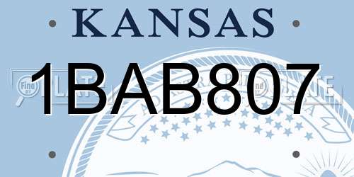 1BAB807 Kansas License Plate