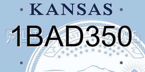 1BAD350 Kansas License Plate
