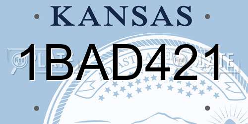 1BAD421 Kansas License Plate