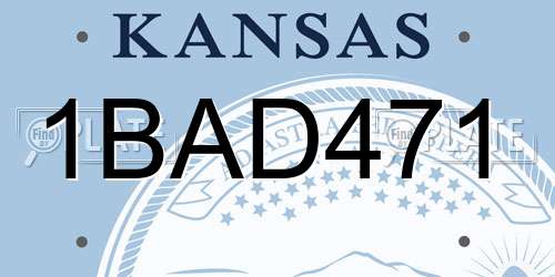 1BAD471 Kansas License Plate