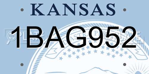 1BAG952 Kansas License Plate