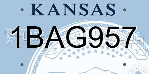 1BAG957 Kansas License Plate