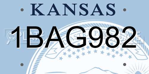 1BAG982 Kansas License Plate