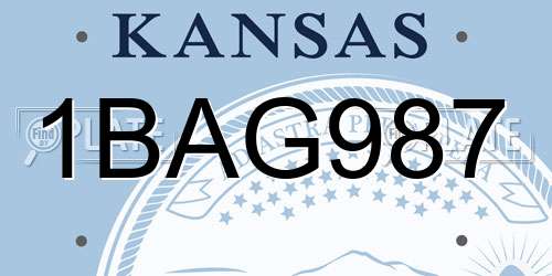 1BAG987 Kansas License Plate