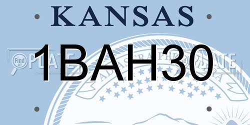 1BAH30 Kansas License Plate