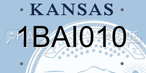 1BAI010 Kansas License Plate
