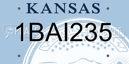 1BAI235 Kansas License Plate