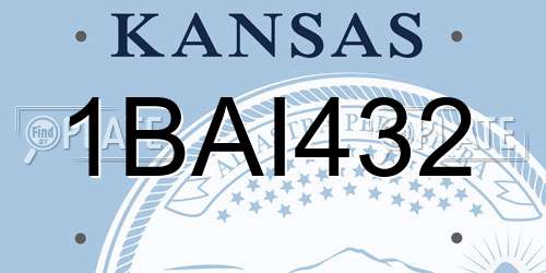 1BAI432 Kansas License Plate