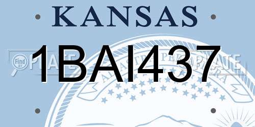 1BAI437 Kansas License Plate