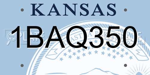 1BAQ350 Kansas License Plate