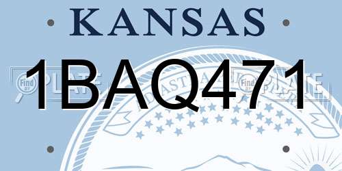 1BAQ471 Kansas License Plate