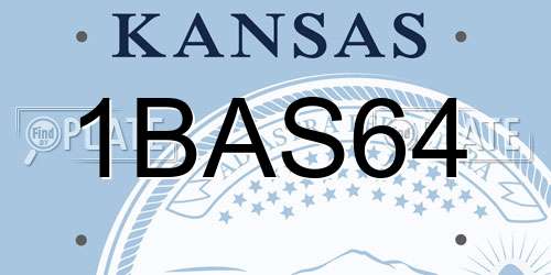 1BAS64 Kansas License Plate
