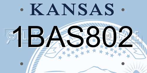 1BAS802 Kansas License Plate