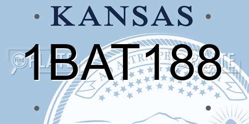 1BAT188 Kansas License Plate