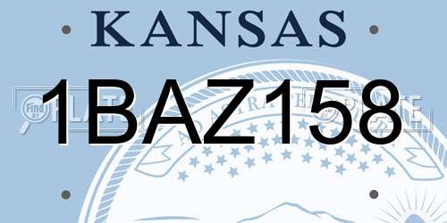 1BAZ158 Kansas License Plate