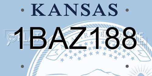1BAZ188 Kansas License Plate