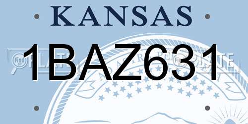 1BAZ631 Kansas License Plate