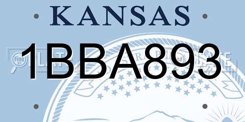 1BBA893 Kansas License Plate