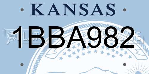 1BBA982 Kansas License Plate