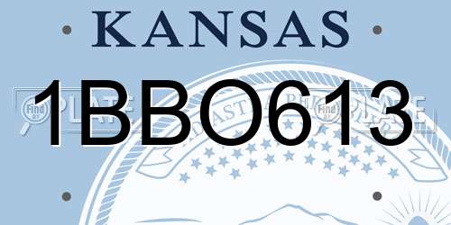 1BBO613 Kansas License Plate