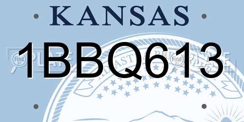 1BBQ613 Kansas License Plate