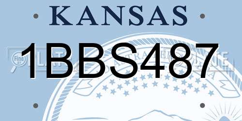 1BBS487 Kansas License Plate