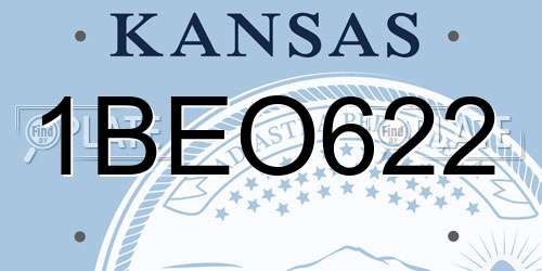 1BEO622 Kansas License Plate