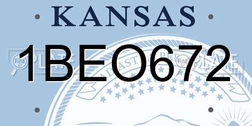 1BEO672 Kansas License Plate
